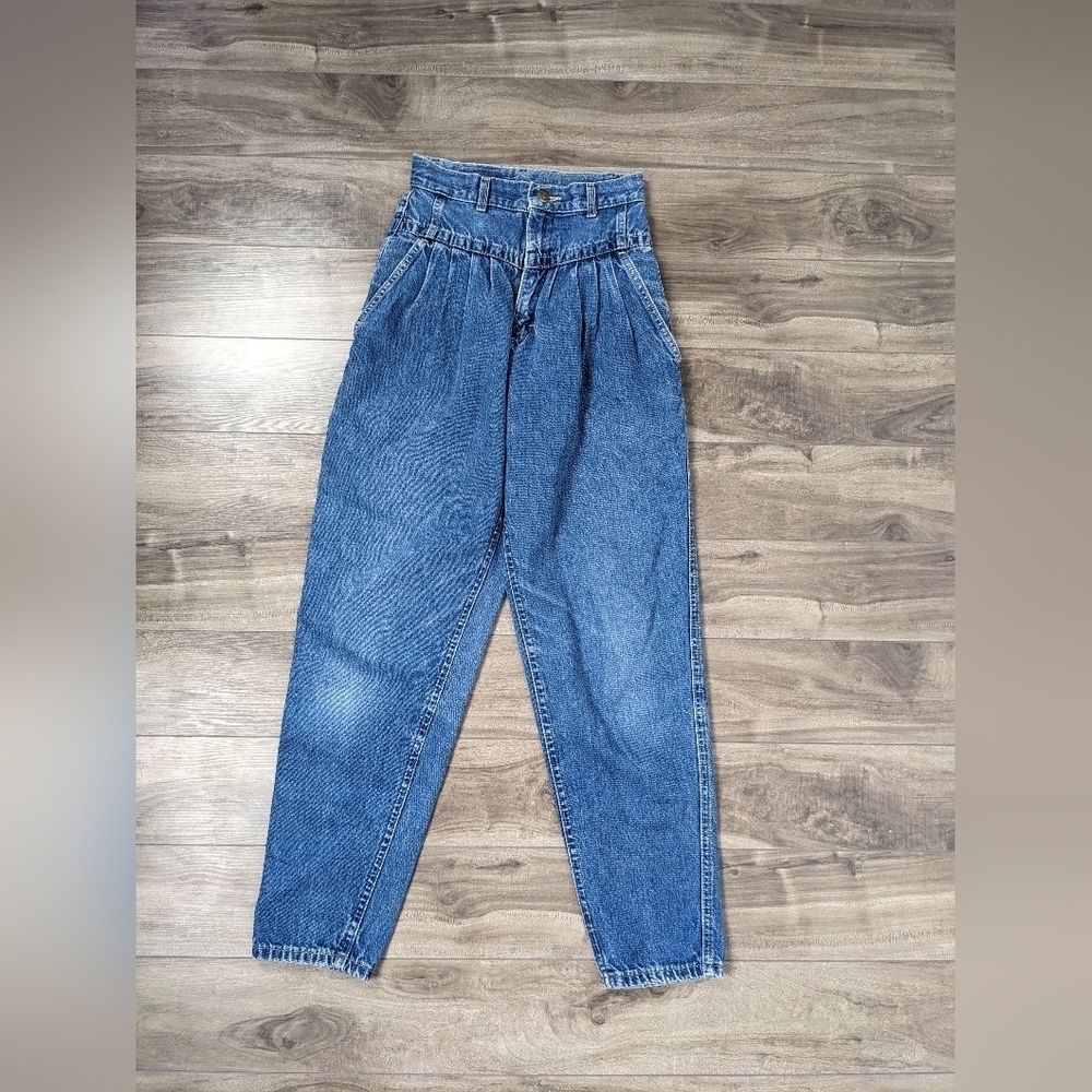 Vintage Lee High Waist Pleated Mom Tapered Jeans Cotton Size Medium
